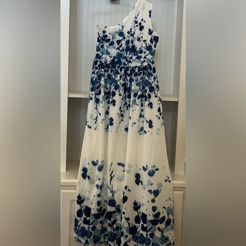 Made with Love Blue and White One-Shoulder Dress | M | NWT - Picture 7 of 9